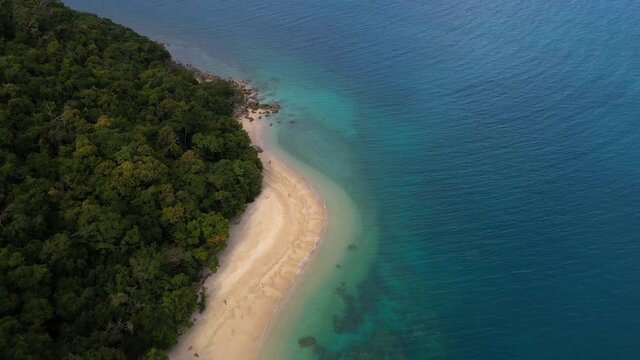 Cinematic drone shot of Nudey Beach on Fitzroy Island