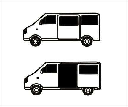Car for transporting passengers. Symbol. Vector illustration.