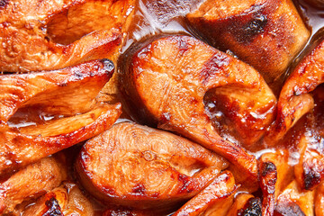 baked red fish in a marinade of teriyaki sauce