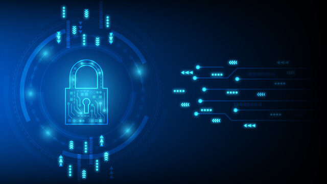 Cyber technology security, network protection background design, vector illustration