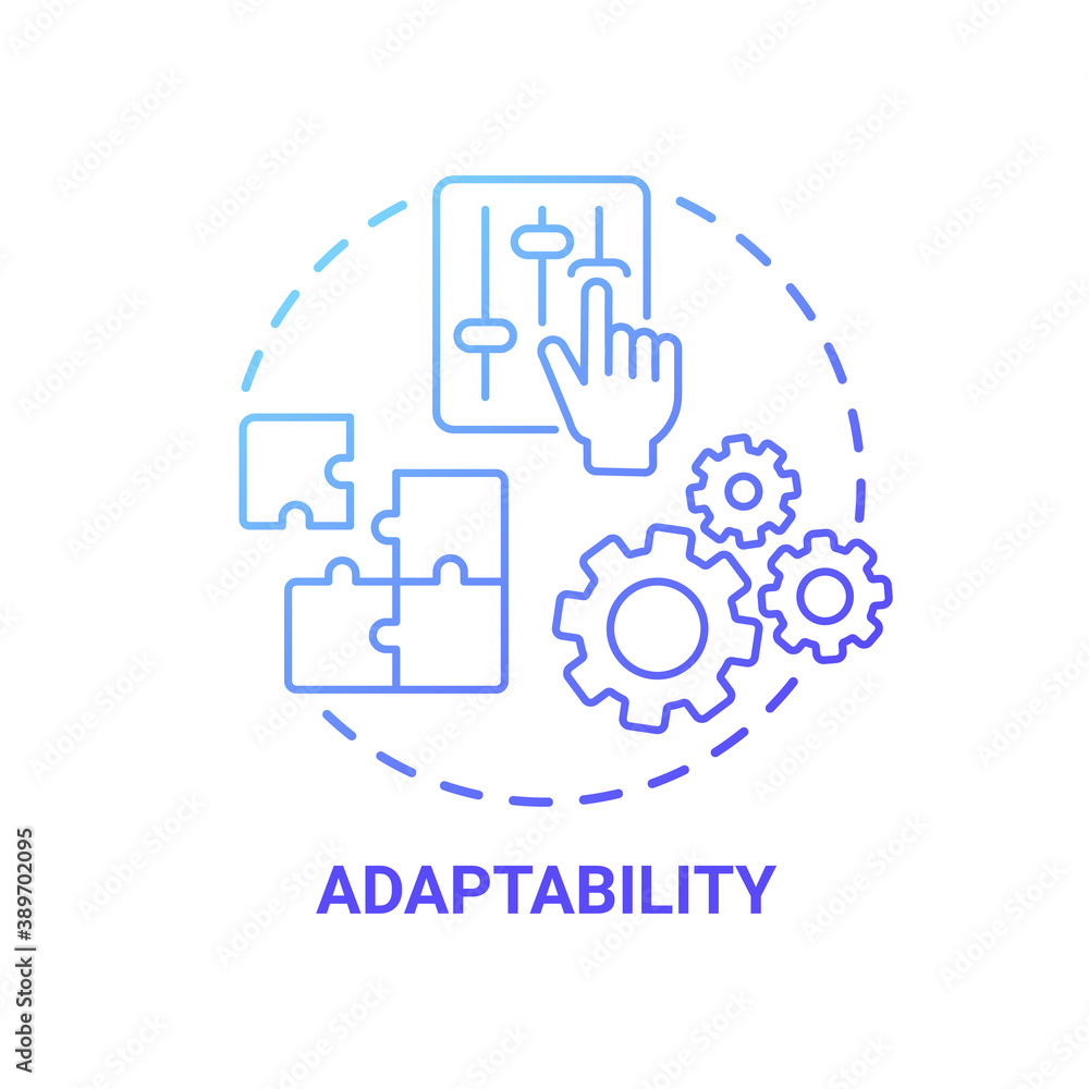 Poster adaptability concept icon. creative thinking skills. adjust ability to different situations in life.
