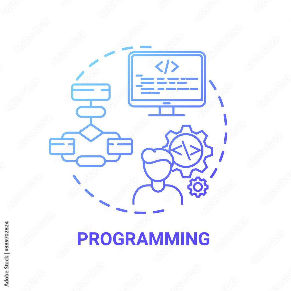 Aufkleber programming concept icon. careers in it for creative thinkers. hardware developer vacancy. innovativ