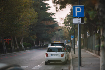 Parking sign in the street