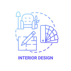 Interior design concept icon. Top careers for creative thinkers. Beautiful house creation. Awesome flat production idea thin line illustration. Vector isolated outline RGB color drawing