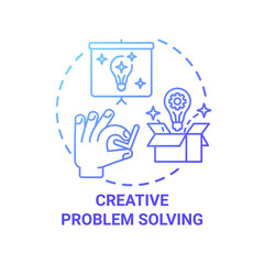 Creative problem solving concept icon. Creative thinking types. Dealing with difficult troubles. Hard challenges idea thin line illustration. Vector isolated outline RGB color drawing