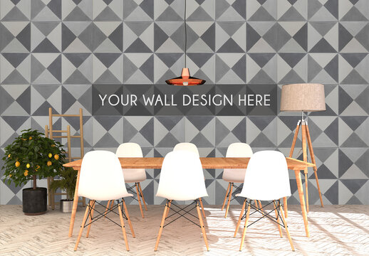 Scandinavian Dining Room Wall Mockup