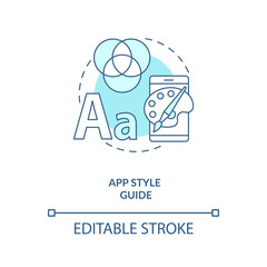 App style guide concept icon. UI and UX design steps. Correct way to write proffesional readable code idea thin line illustration. Vector isolated outline RGB color drawing. Editable stroke