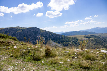 Naklejka na ściany i meble Fantastic mountains of Montenegro. Picturesque mountain landscape of Durmitor National Park, Montenegro, Europe, Balkans, Dinaric Alps, UNESCO World Heritage Site.