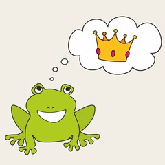 Prince or princess frog dreaming about crown