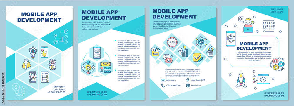 Poster mobile app development brochure template. ui ux. software programming. flyer, booklet, leaflet print