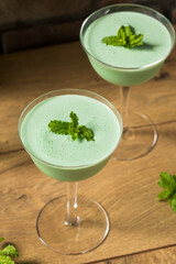 Frozen Boozy Mint Grasshopper Cocktail