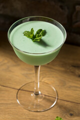 Frozen Boozy Mint Grasshopper Cocktail