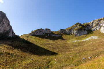 Autumn mountains, a place for nature lovers and tourists on a Sunny day in the bosom of nature.
