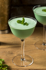 Frozen Boozy Mint Grasshopper Cocktail