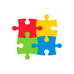 Jigsaw puzzle colored vector 2x2, four pieces