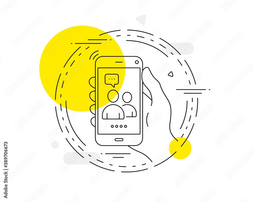 Poster user line icon. mobile phone vector button. couple or group sign. person silhouette symbol. users li