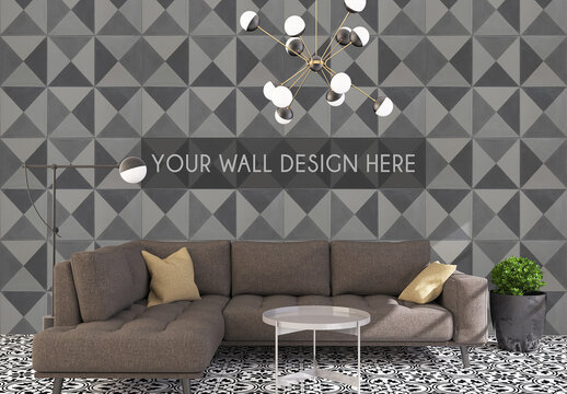 Modern Living Room Wall Mockup