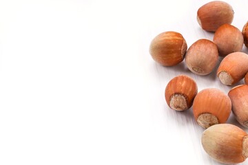 Hazelnuts on a white background. Hazelnuts isolated on white background