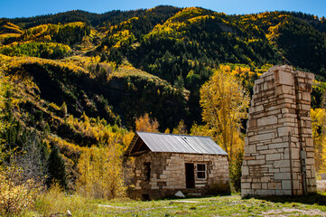 Obraz premium old marble house in the mountains