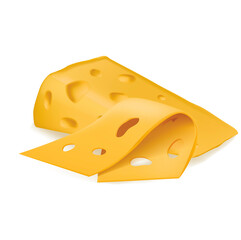 Realistic Detailed 3d Piece Cheese Set. Vector