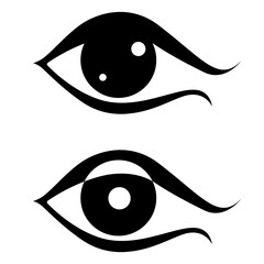 Eye with eyelashes in the form of arrows, stylized image, logo, sign, illustration for tattoo