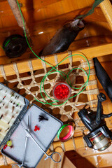 fly fishing gear still life