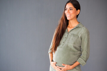 Pregnant happy, latin woman  - 389712018
