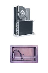 Few modern industrial fans closeup isolated on white background