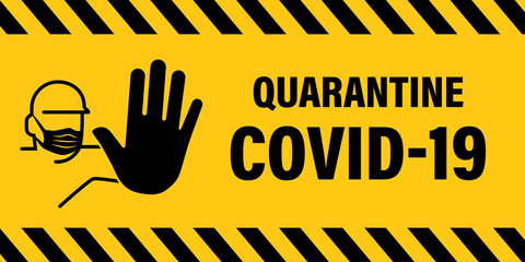 Yellow black quarantine virus alert warning sign - obrazy, fototapety, plakaty