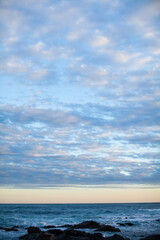 台風一過の夕空と太平洋の海