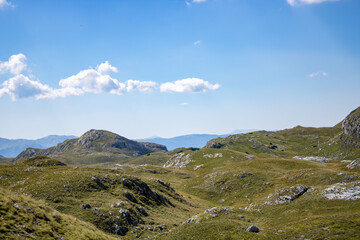 Fototapeta na wymiar Fantastic mountains of Montenegro. Picturesque mountain landscape of Durmitor National Park, Montenegro, Europe, Balkans, Dinaric Alps, UNESCO World Heritage Site.