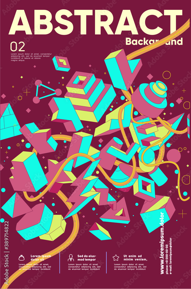 Poster vector illustration. abstract poster. background with abstract graphics, geometrical objects, dynami