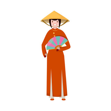Isolated object of vietnamese and woman icon. Collection of vietnamese and girl vector icon for stock.