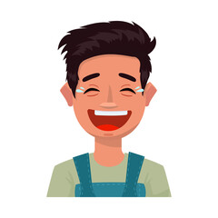 Vector illustration of guy and laugh sign. Collection of guy and emotion stock symbol for web.