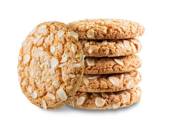 Cookies with almond on a white isolated background