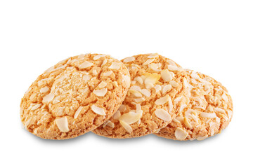 Cookies with almond on a white isolated background