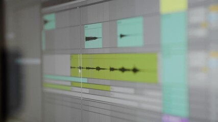 Close up shot of a open mixing programme for audio and music production.