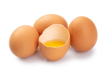 broken egg isolated on white background