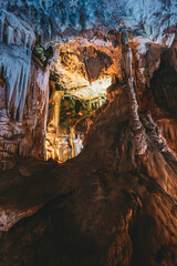Nerja, Spain. Cuevas De Nerja - Famous Caves. Natural Landmark And One Of The Top Tourist Attractions In Spain. Different Rocks, Stalactites And Stalagmites In Nerja Caves