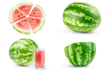 Collection of Sweet watermelon isolated on a white background with clipping path