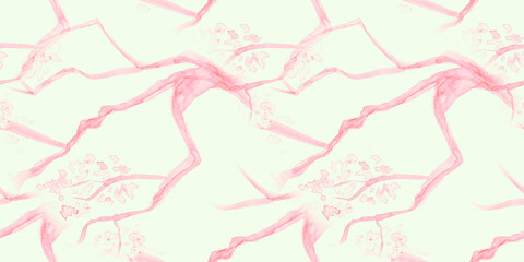 Watercolor Cherry Blossom. Seamless Sakura 
