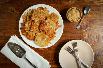 Potato latkes with apple sauce