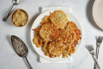 Potato latkes with apple sauce