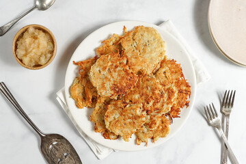 Potato latkes with apple sauce