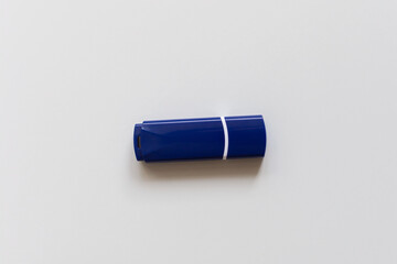 blue flash drive on a white background