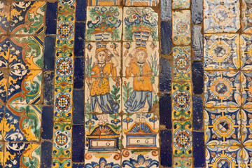 Fototapeta na wymiar spanish tiles in peruvian convent