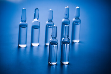glass ampoules with liquid medicine