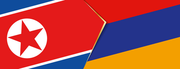 North Korea and Armenia flags, two vector flags.