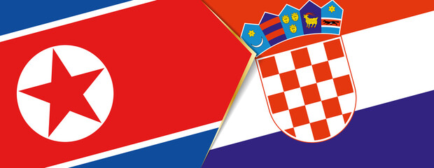 North Korea and Croatia flags, two vector flags.