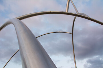 Olympic rings in barcelona near plaza de les Drassanes.